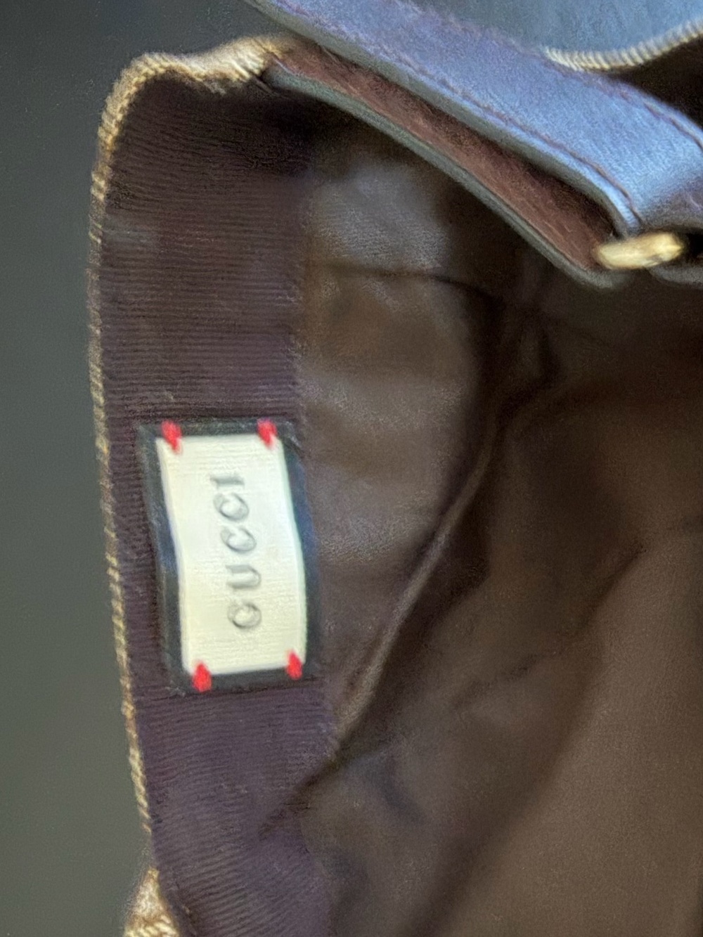 Gucci Beige and Brown GG Canvas Baseball Cap with Green-Red Web - Picture 6 of 7